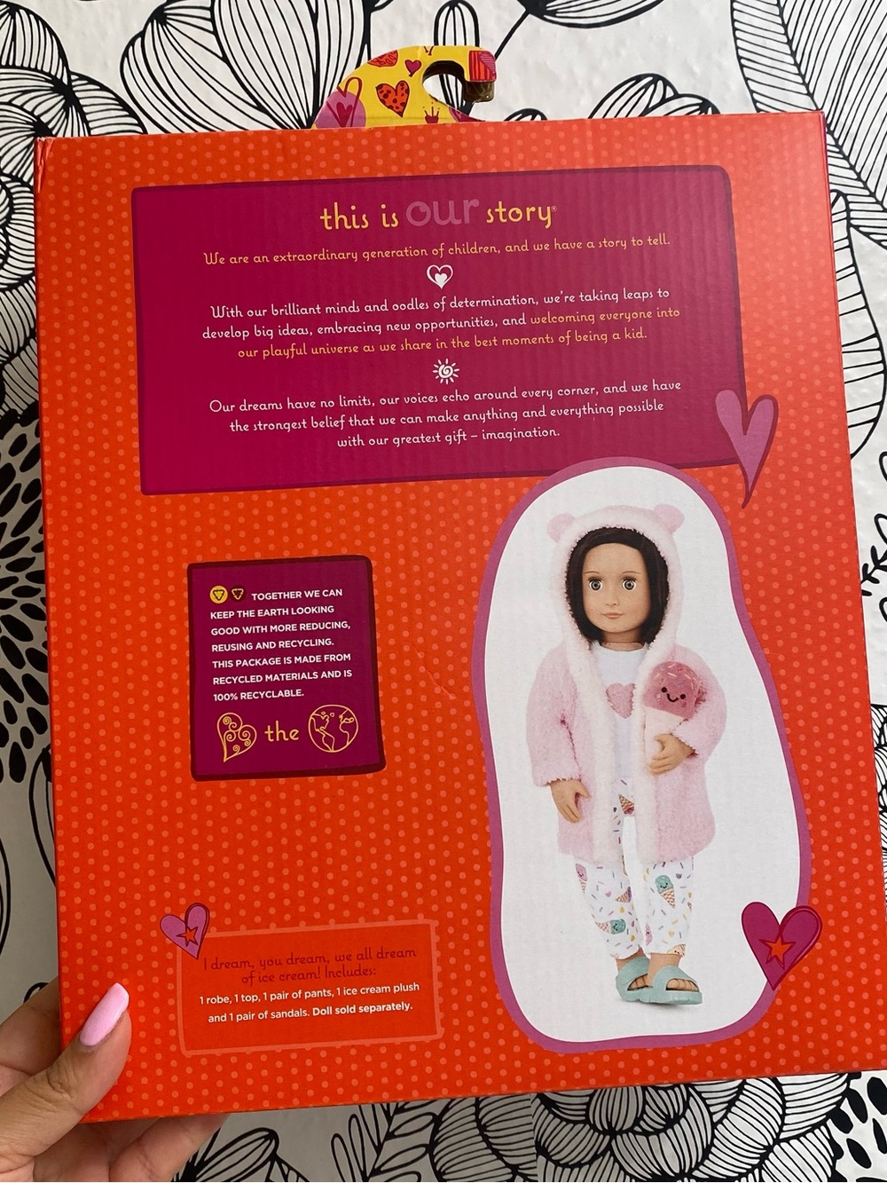 Our Generation Ice Cream Dreams Pink Plush Pajama Set for 18-inch Dolls - Picture 4 of 4